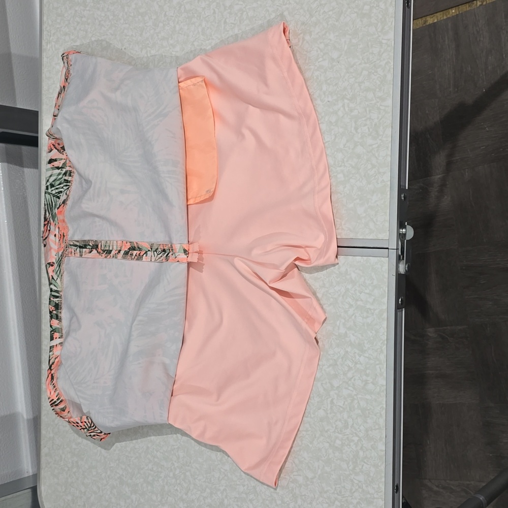 Lady Hagan skirt with built-in shorts peach and green pattern size 10 - Picture 4 of 11